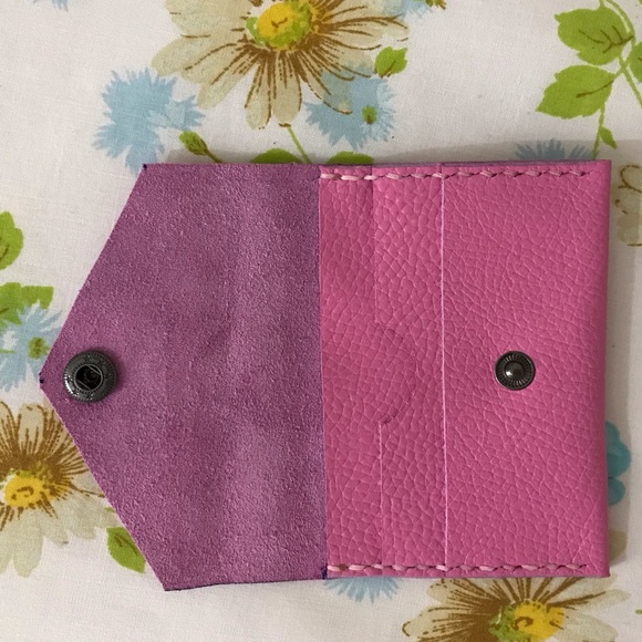 Hand Crafted Pink Genuine Leather Wallet Carholder - Picture 3 of 5